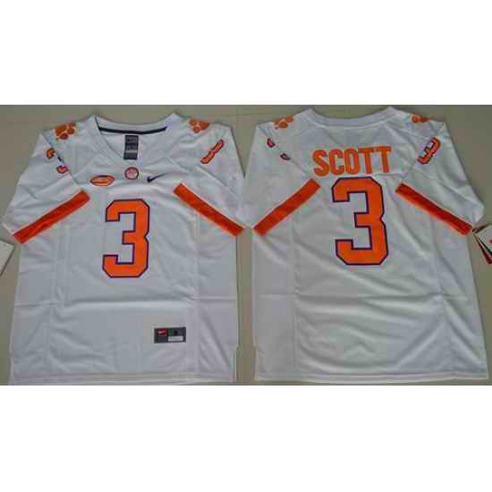 Tigers #3 Artavis Scott White Limited Stitched NCAA Jersey